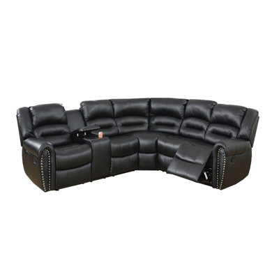 Rihannon Faux Leather Reclining Curved Sectional Symmetrical