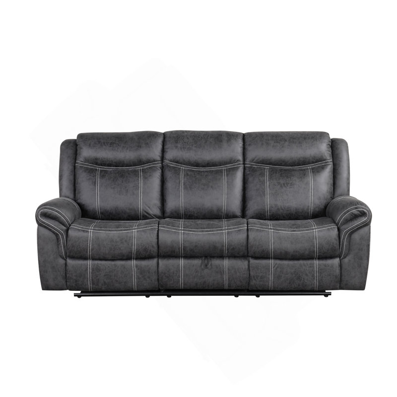 Dark Gray Polish Microfiber Power Motion Sofa W/Drop Down Table