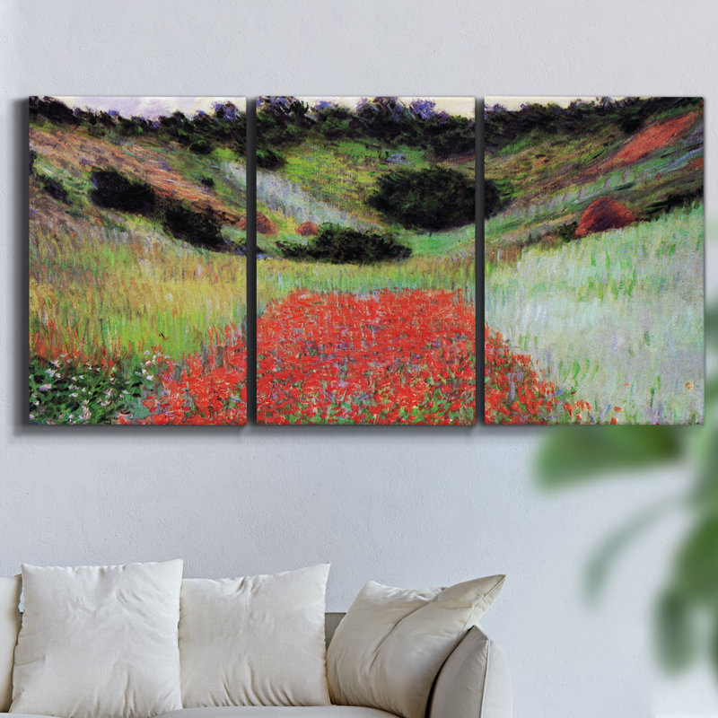 «Sunrise» par Monet sur toile, reproduction de 3 pièces, H 60 po x l 120 po x P 2 po