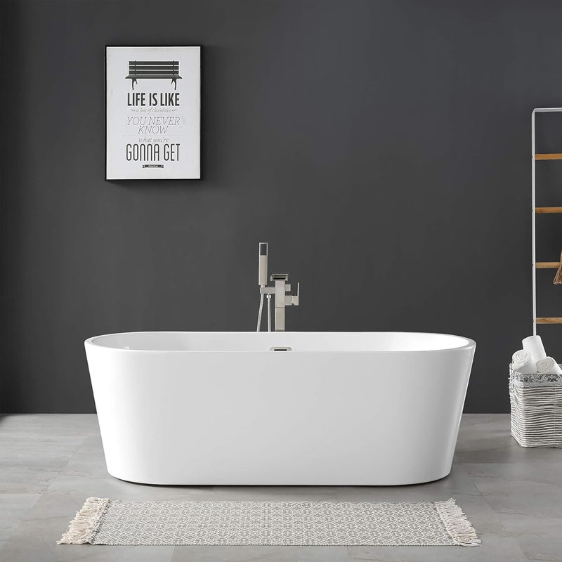 67" Freestanding Soaking Acrylic Bathtub