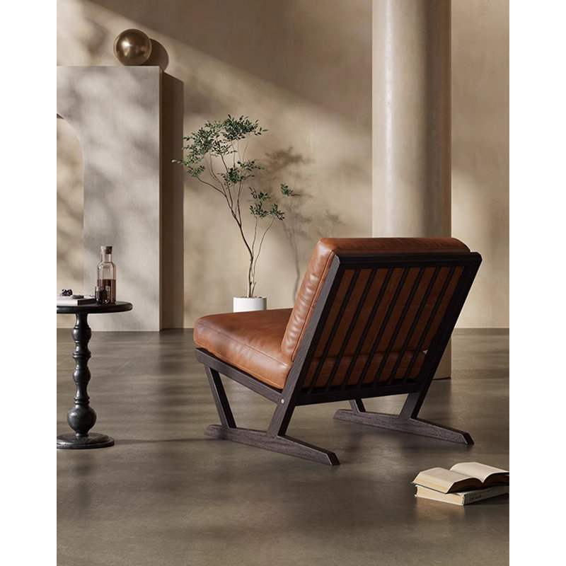 Chaise d'appoint Mid-Century en microfibre moderne avec cadre en bois massif pour le salon