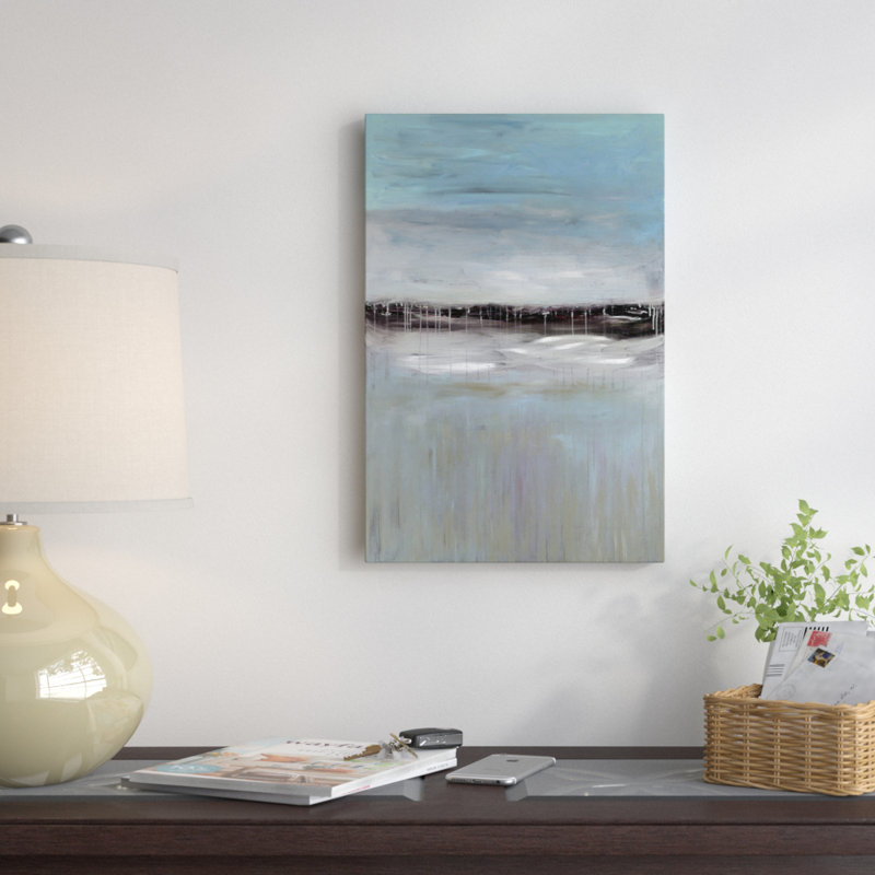 " Midday Break " by Sofia Veysey, 26" H x 18" W x 1.5" D, Black Framed Canvas, White
