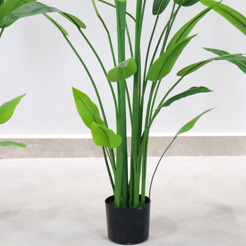 Bird Of Paradise Artificial Plant With Fake Birds And Leaves In Pot