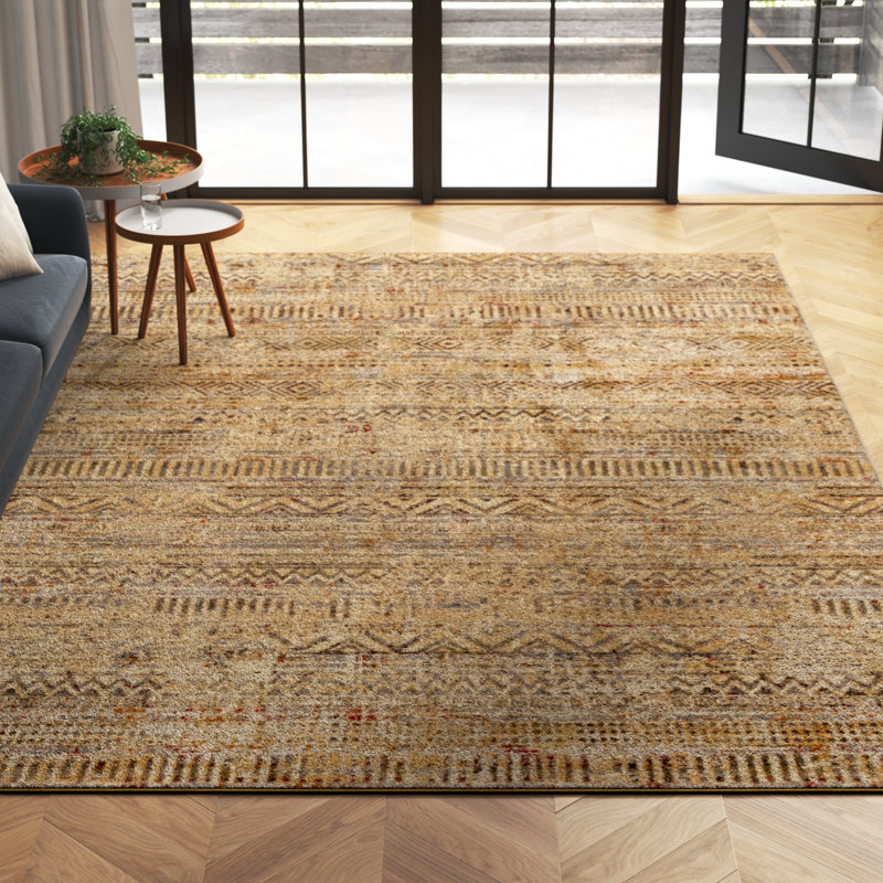 Tissu en polypropylène beige et noir Blakely, Rectangle 9 pi x 12 pi