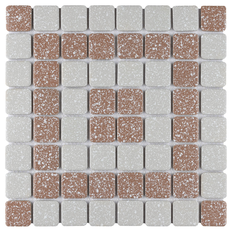 Crystalline Market 1.3" x 1.3" Porcelain Grid Mosaic Wall & Floor Tile, Beige