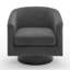 Applewold Upholstered Grey Corduroy Swivel Barrel Chair with Solid Wood Base-932401099