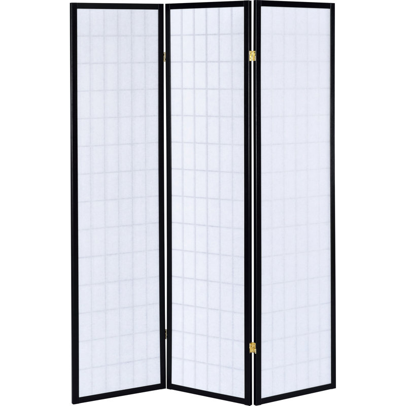 Paravent à 3 panneaux de couleur noire, utilisant du bois d'hévéa et du papier blanc, d'une hauteur de 71,57 pouces, d'une largeur de 52, pour un paravent fonctionnel fonctionnel, grand, créant une atmosphère élégante