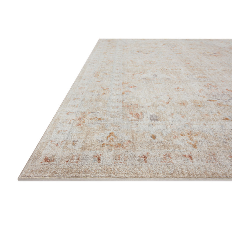 Tapis oriental en polyester tissé à la machine sable / lever de soleil, Carré 1 pi 6 po
