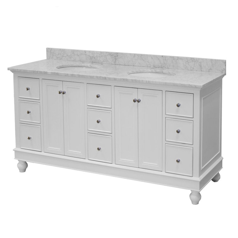 Bella 72" Double Freestanding Bathroom Vanity with Carrara Marble Top