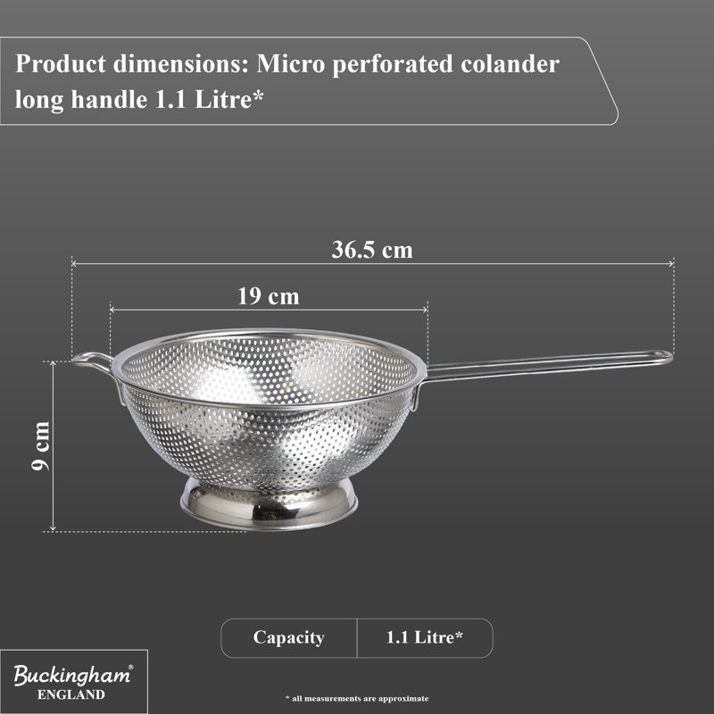 Buckingham Stainless Steel Colander, 8.8cm H x 19.5cm W x 38cm D