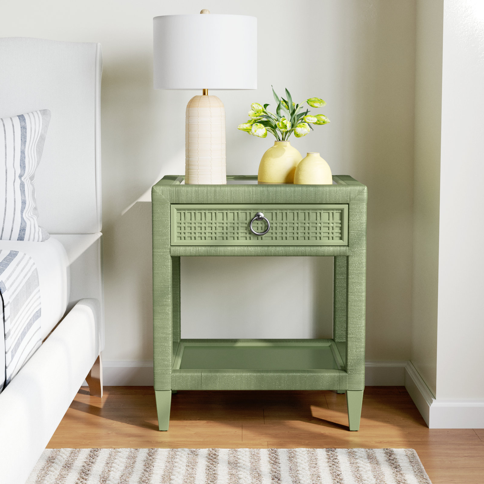 Monterey 1 - Drawer Nightstand, Celery, Yes, Satin Nickel