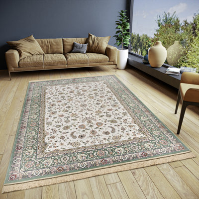 Rectangle Oriental Cotton and Viscose Area Rug