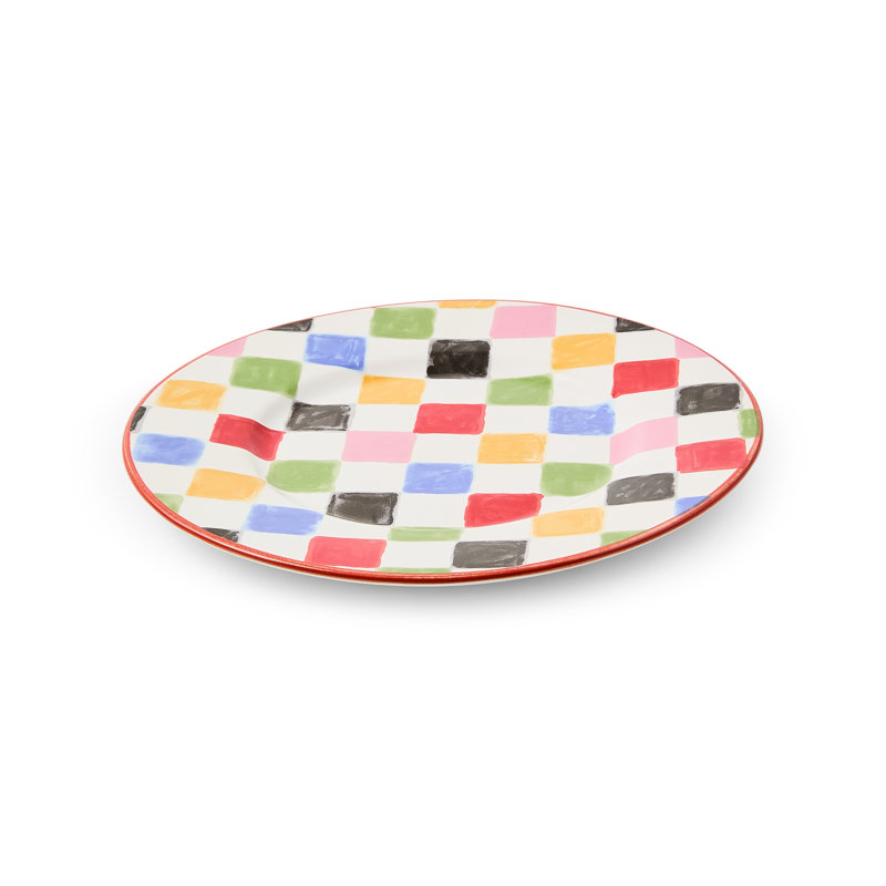 Check Salad Plate, Yellow/White/Green
