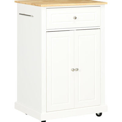Portable Kitchen Counter Cart, Cream White, Drawer, Adjustable Shelf, 2 Towel , Space Saving White Fish