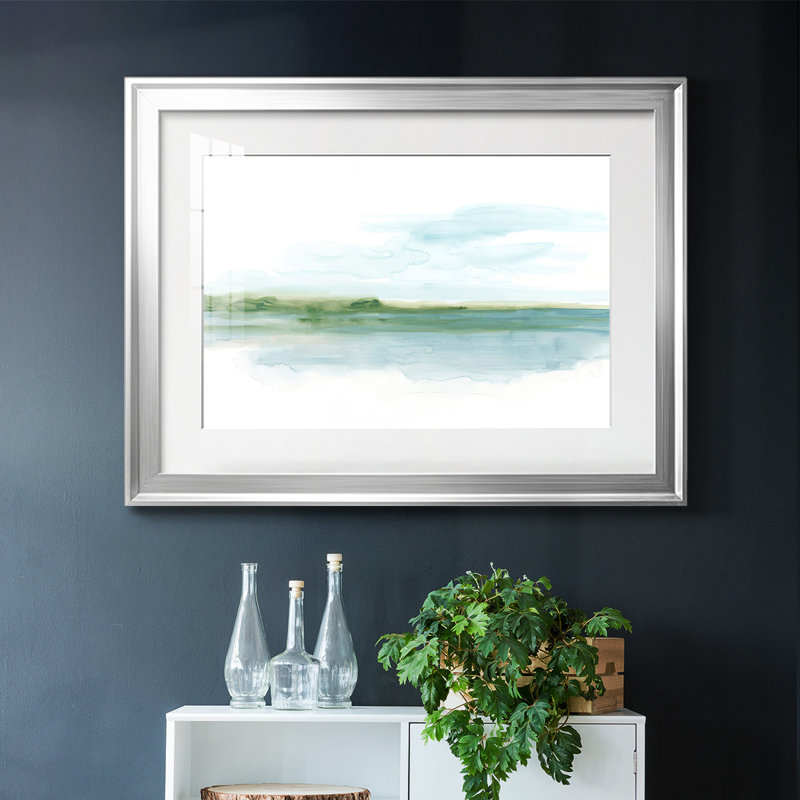 Green Ribbon Coast II, reproduction d'art encadrée, Argent, H 27 po x l 39 po x P 1,5 po