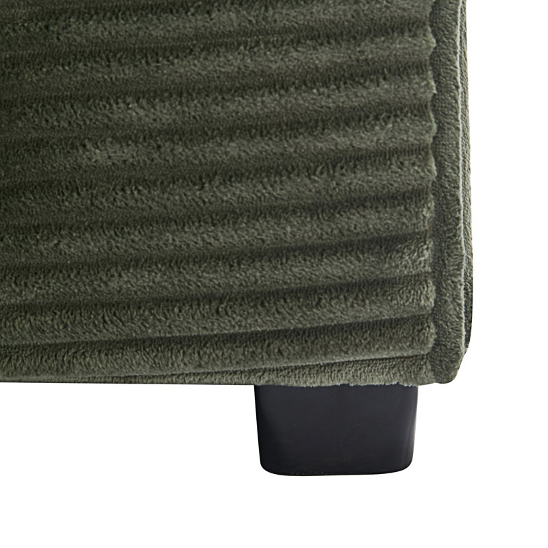 Canapé rembourré avec méridienne et rangement avec main courante et repose-pieds mobile, Vert foncé