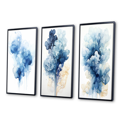 " Ethereal Blue Watercolor Bliss III " 3 Piece Art Set