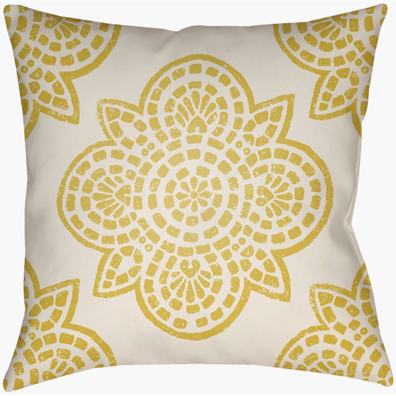 Ayjay Cotton Indoor/Outdoor Use Geometric Throw Pillow, 16" H x 16" W, Gold