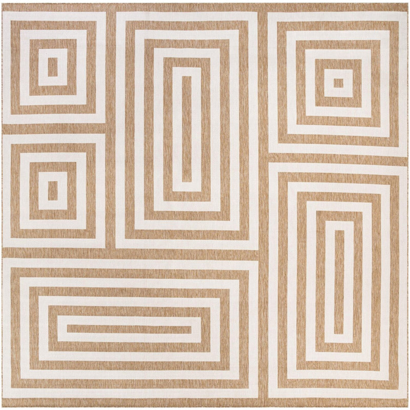 Tapis contemporain de style taupe Bello, Carré 13 pi 1 po