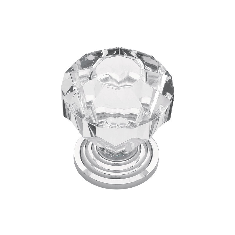 Poignée géométrique Design Facets, Chrome et transparent