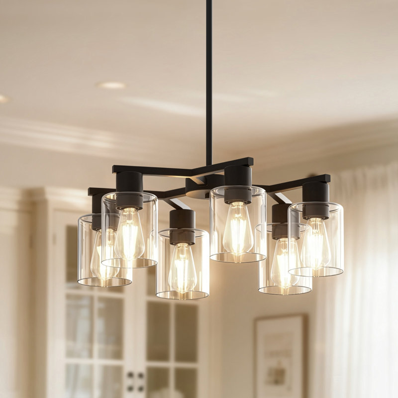Lustre géométrique 27 lumières 27 pouces, Noir mat