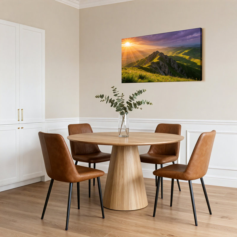 Ensemble de 1 tableau sur toile représentant un coucher de soleil sur une montagne, 3216