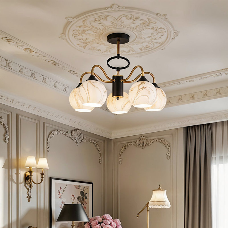 5 - Light Matte Black Chandelier Pendant