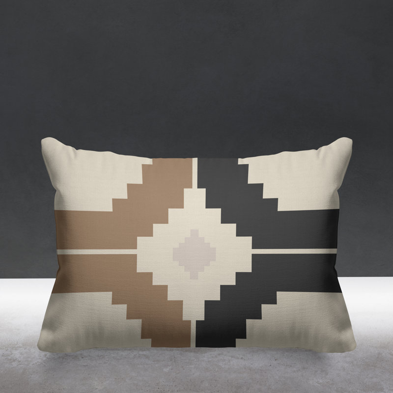 Coussin intérieur / extérieur Kele Southwestern, Beige