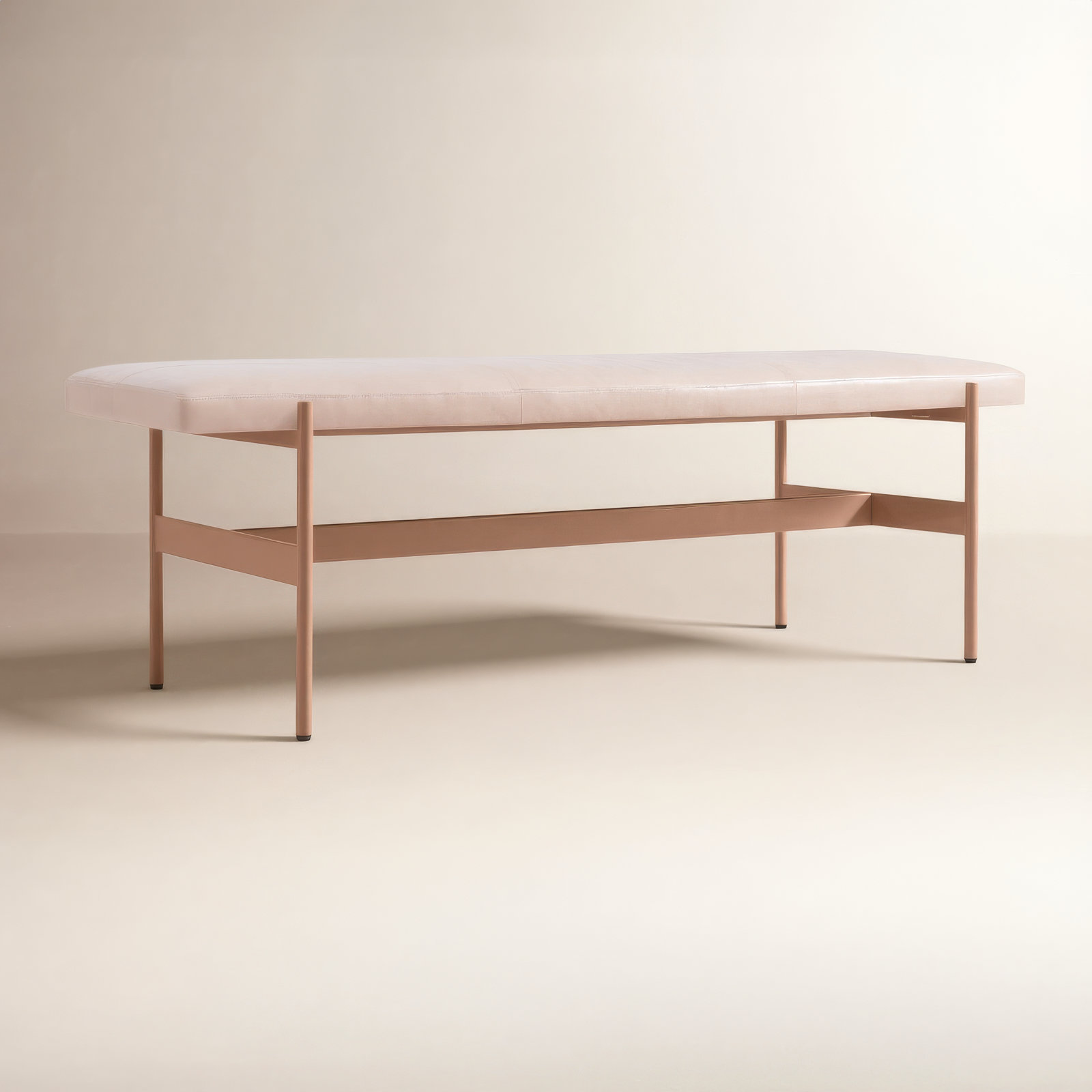 Daybench Genuine Leather Bench, Blush, Blush, 17" H x 55" W x 14" D