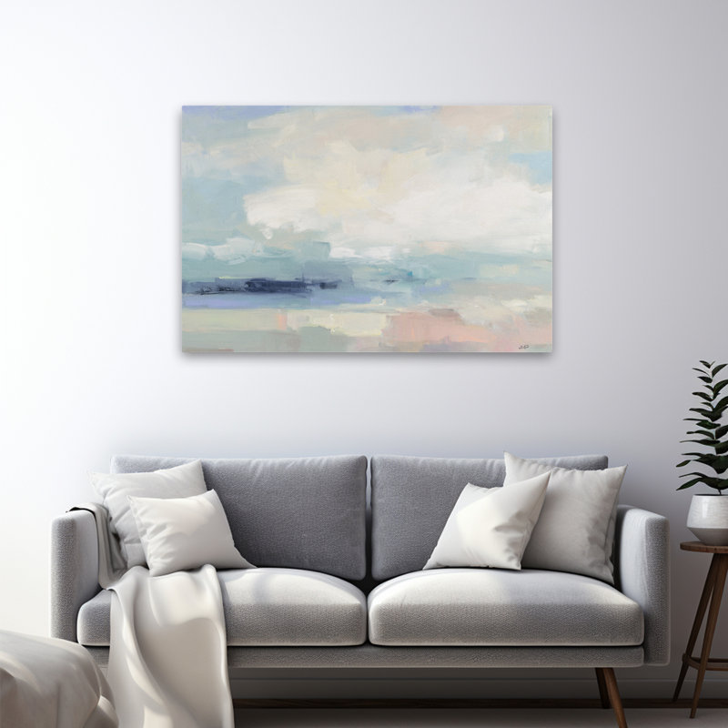 Ciel côtier et plage avec eau, H 48 po x l 32 po