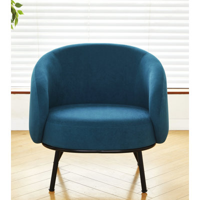 28.7'' wide velvet barrel channel armchair