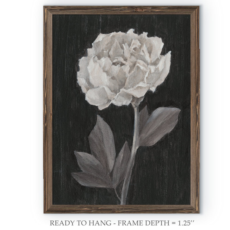 «Black and White Flowers IV» par Paul Cezanne - reproduction d'art encadrée, H 30 po x l 22 po x P 1 po, Toile encadrée, moka