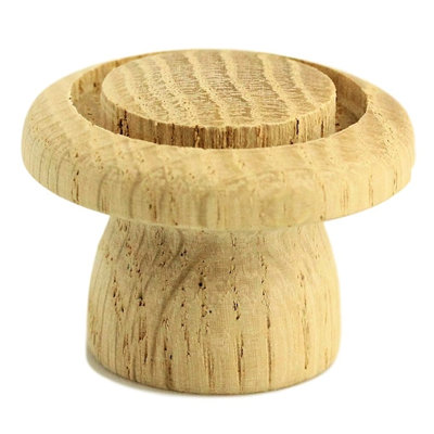 (Paquet de 5) Grand bouton en chêne non fini de 1-1 / 2 po avec rainure tournée