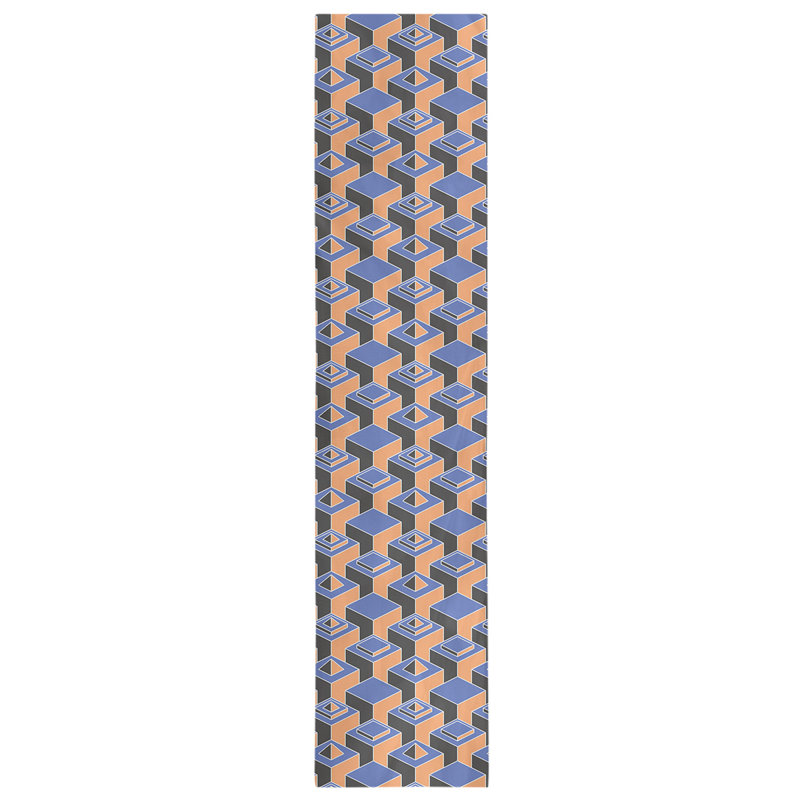 Chemin de table Classic Skyscrapers, 16 po x 90 po, Bleu / orange