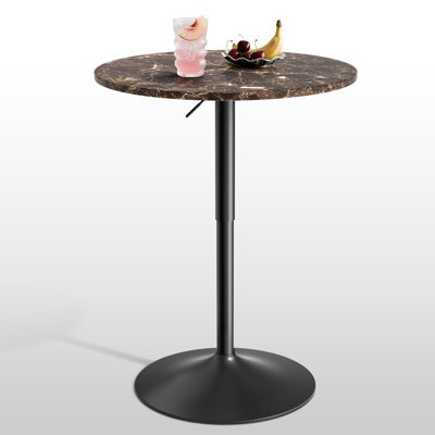 23.5" Bistro Pub Table Adjustable Height Round Cocktail Bar Table with Wood Tabletop and Metal Base by Ebern Designs
