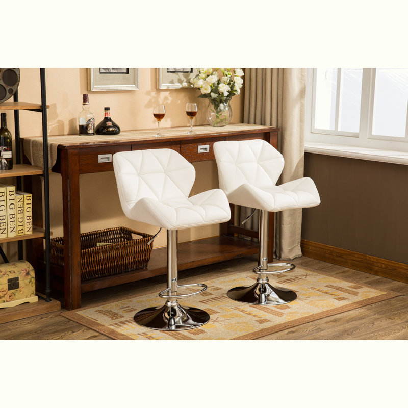 Ensemble de 2 tabourets de bar comptoir en similicuir et garniture cloutée, Similicuir - blanc
