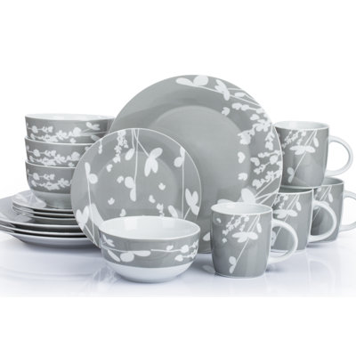 Crigler 16 Piece Porcelain China Dinnerware Set - Service for 4