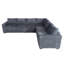 Ensemble de canapé modulaire en L gris foncé 4 pièces avec revêtement en velours côtelé, comprend deux causeuses à un bras, un coin d'angle et un fauteuil sans accoudoirs