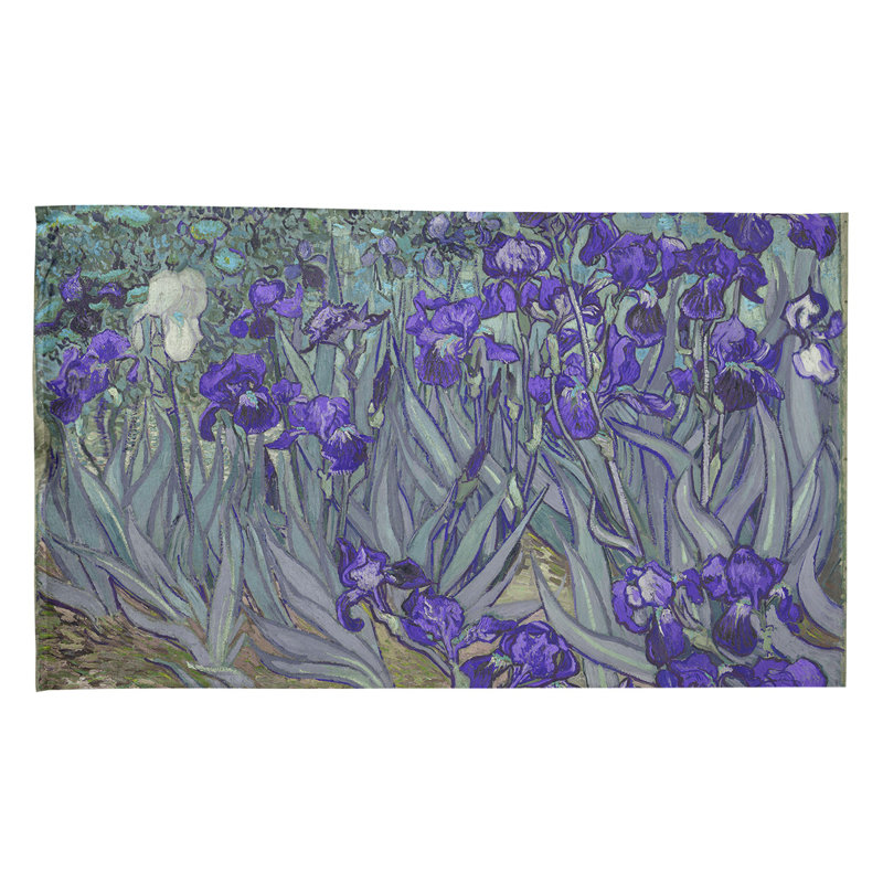 Serviette de thé irises, Sergé de coton, Brun / Mauve