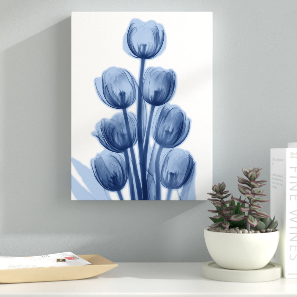 Indigo Spring Tulips - Wrapped Canvas Graphic Art Print Ebern Designs 