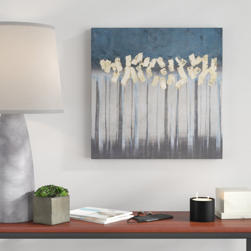 «Embellished Treeline I», peinture sur toile, H 20 po x l 20 po x P 1,25 po, Toile tendue