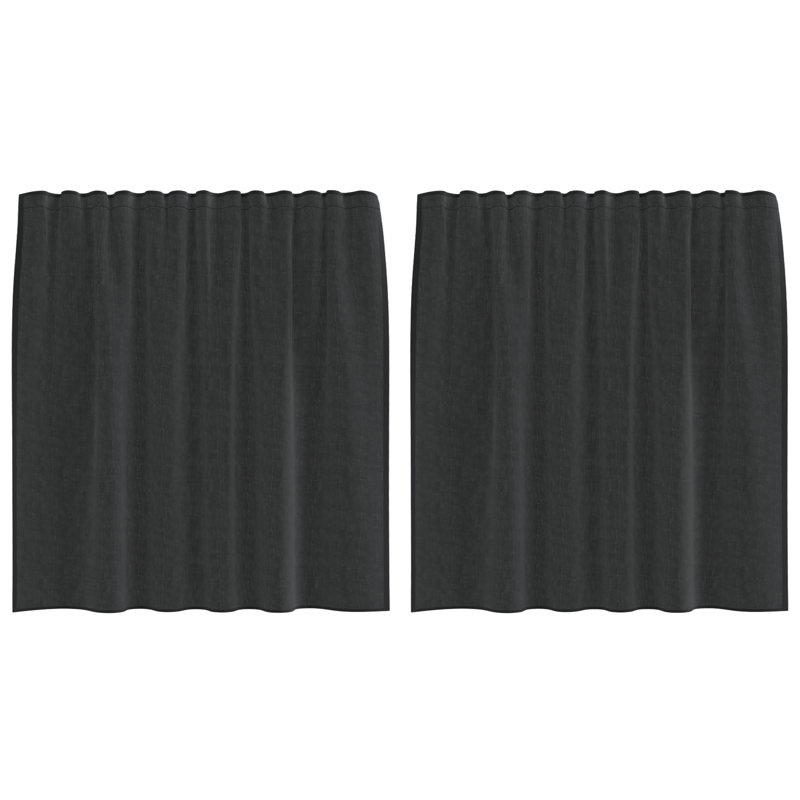 Voile Curtains With Tab Top 2 Pcs, Black, 140cm Width x 140cm Drop