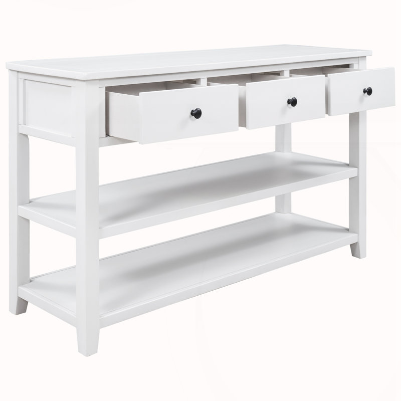 Console rétro avec deux tablettes ouvertes, Antique White
