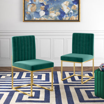 Chaise d'appoint rembourrée en velours Amberdawn