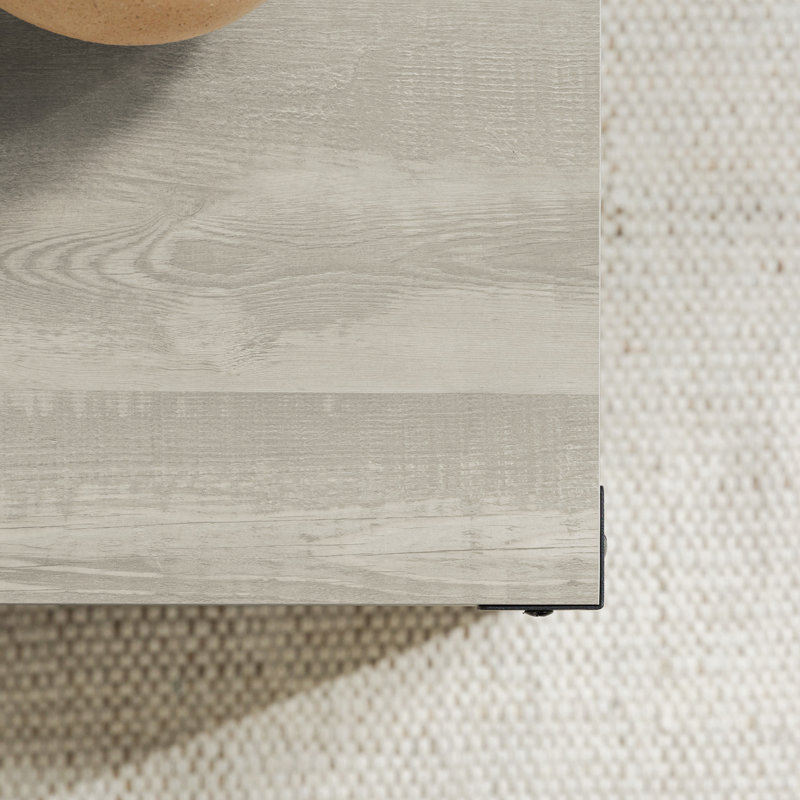 Table basse avec tablette de rangement ouverte Larenda, Gris pierre