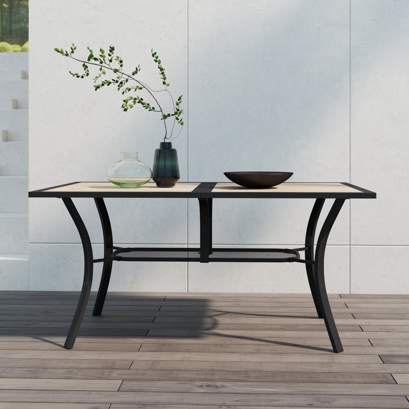 Marez Rectangular 59''L x 37.8''W Outdoor Dining Table with Wood Grains