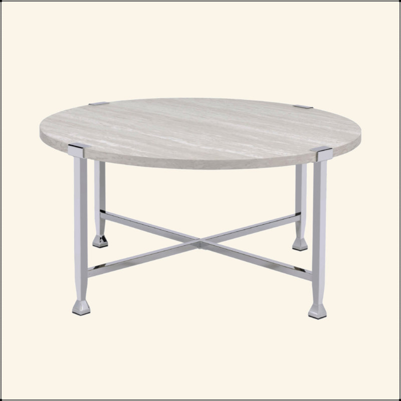 Table basse ronde avec cadre en métal
