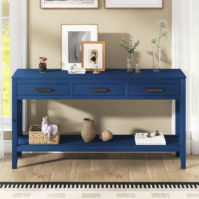 59.1" Farmhouse Entryway Console Table With 3 Drawers by Lark Manor