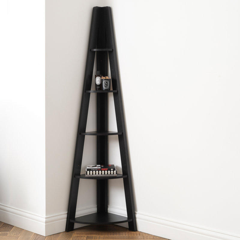 Gardi Corner Bookcase, Black, 175.4" H x 38.6" W x 38.6" D