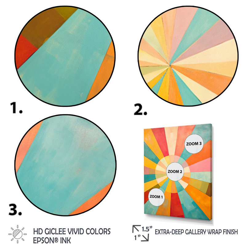 «Ilgars Colorful Mid Century Optical Serenade I», reproduction, Toile tendue, 32" H x 24" W